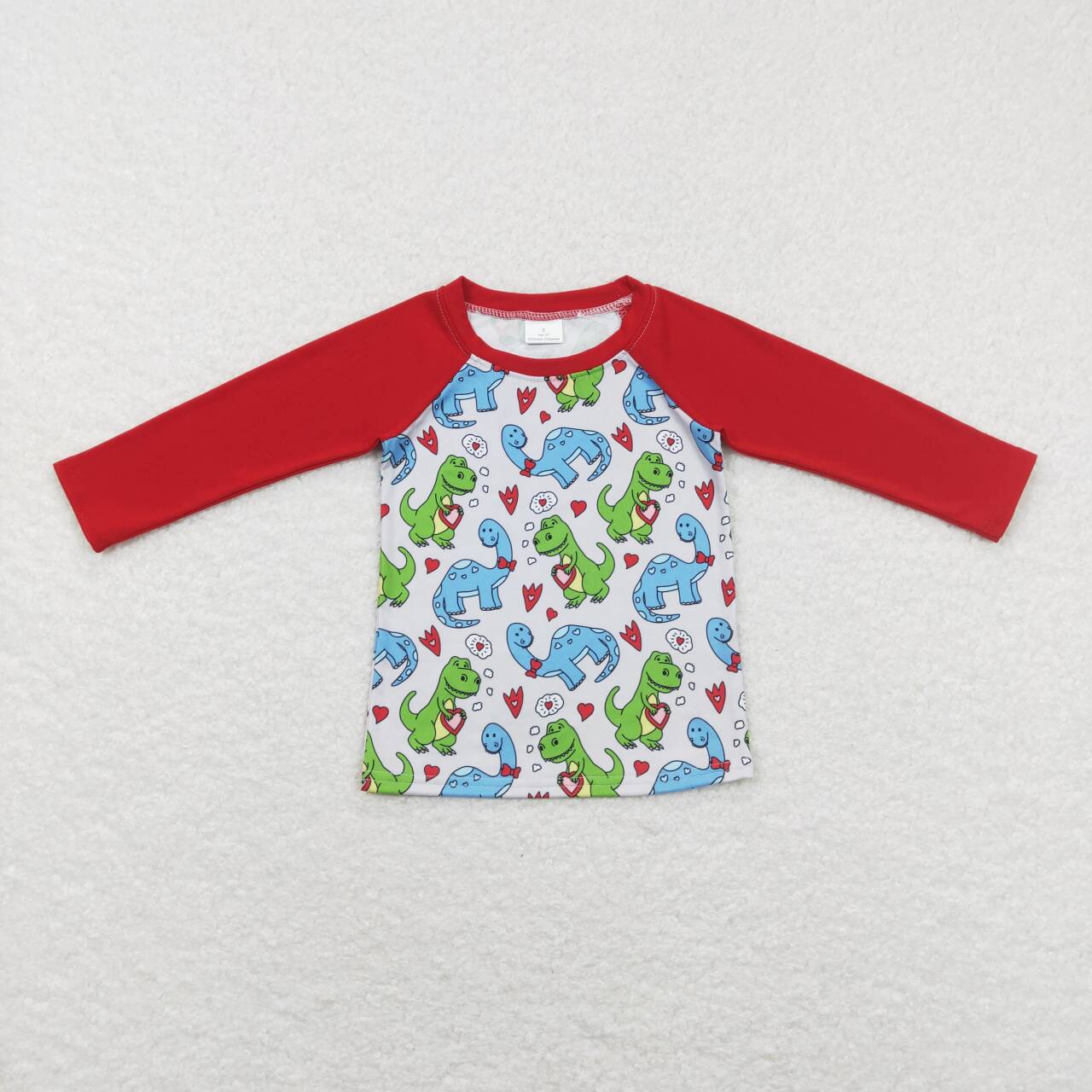 BT0471 Valentine love Dinosaur Boys Long Sleeve Top T-shirts
