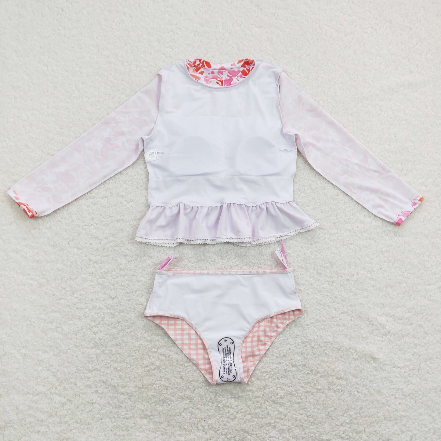 S0166 Pink Floral Girls Swimming Bathing Suits Swimsuits RTS 202507