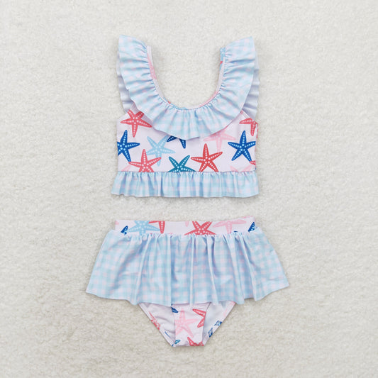 S0240 Starfish check lace swimsuit set high quality