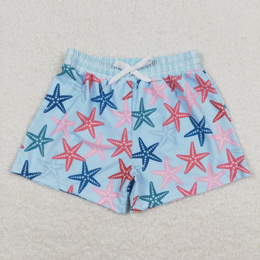 S0241 Starfish Pattern Turquoise Boys Swimming Trunks High Quality RTS 202508