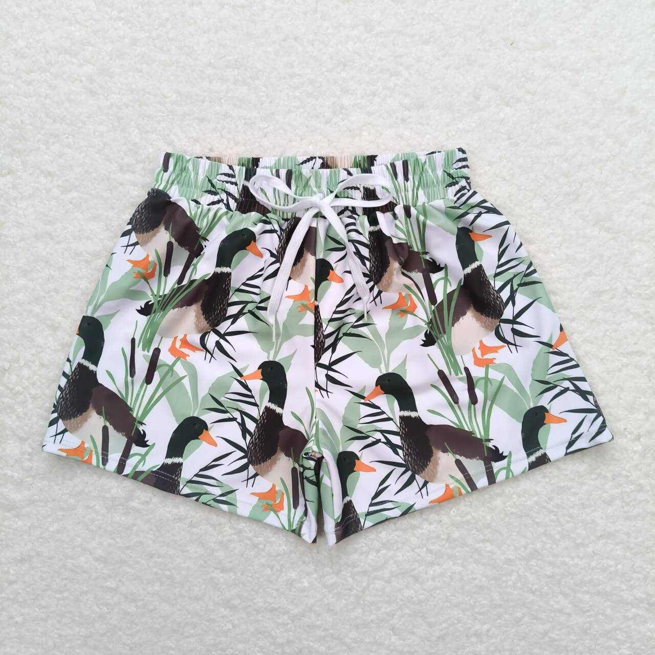 S0267 Duck white swimming trunks High quality baby swimwear custom print