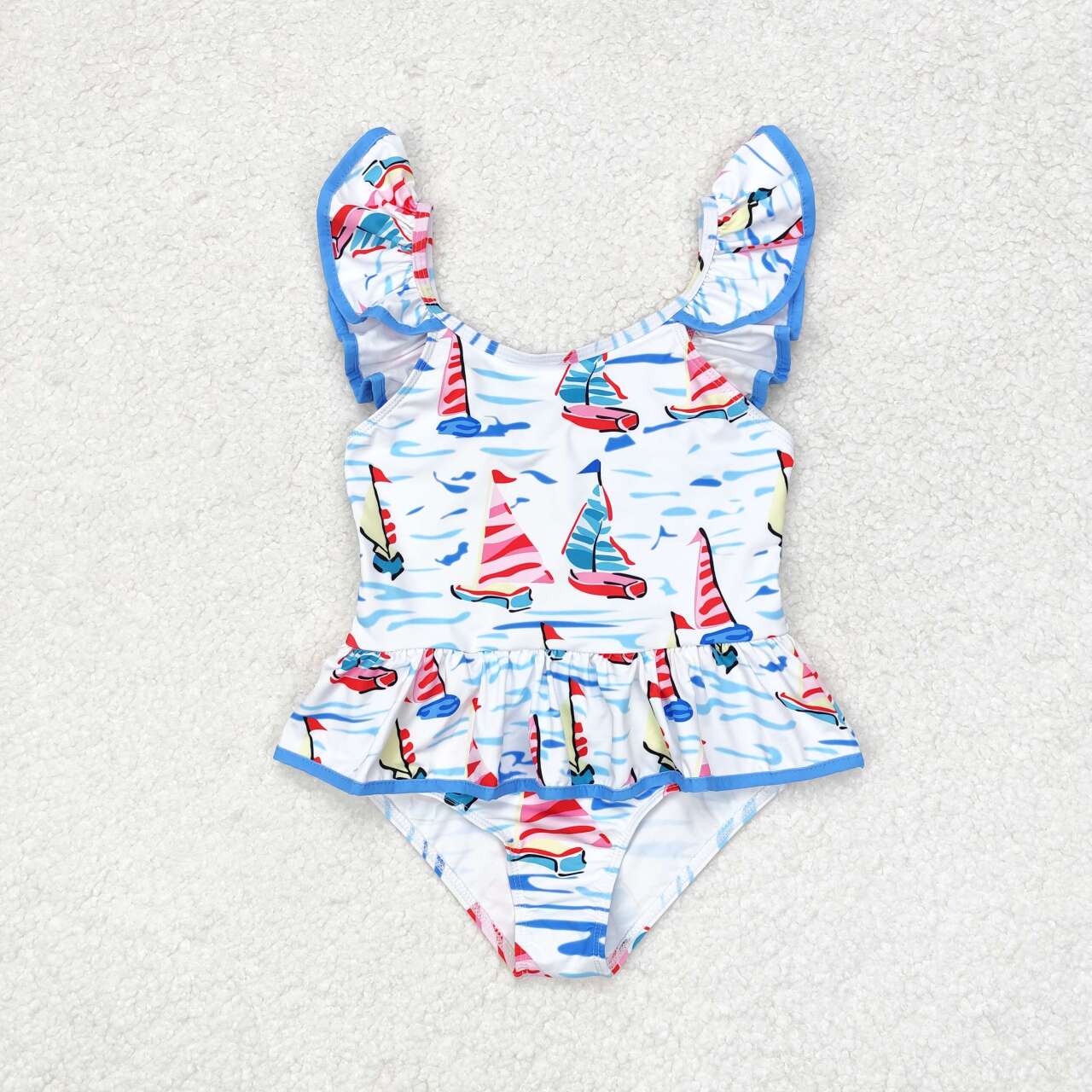 S0277 Sailing blue bow white one-piece swimsuit western clothes