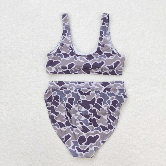S0321 adult women grey brown camouflage swimsuit set RTS Local Warehouse