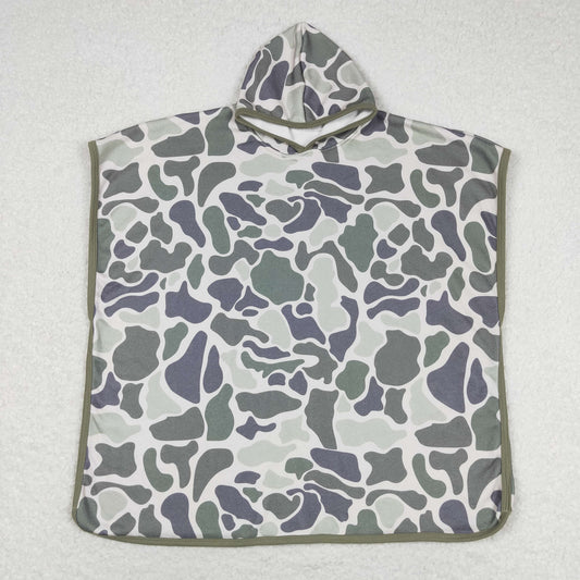 S0326 Beige green camouflage hooded bathrobe of high quality children applique clothing