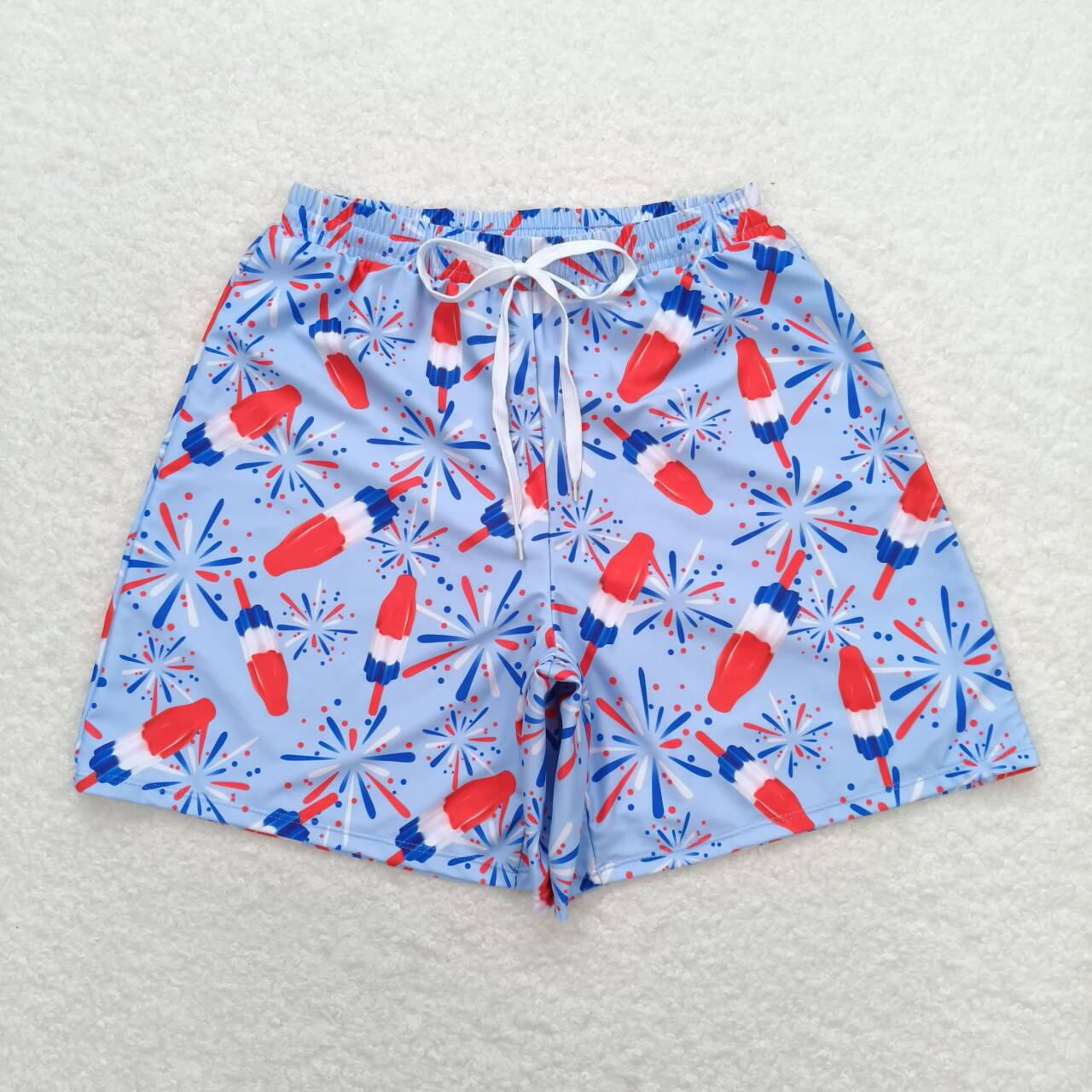 S0335 Adult male fireworks Popsicle blue swimming trunks High quality boy swimwear