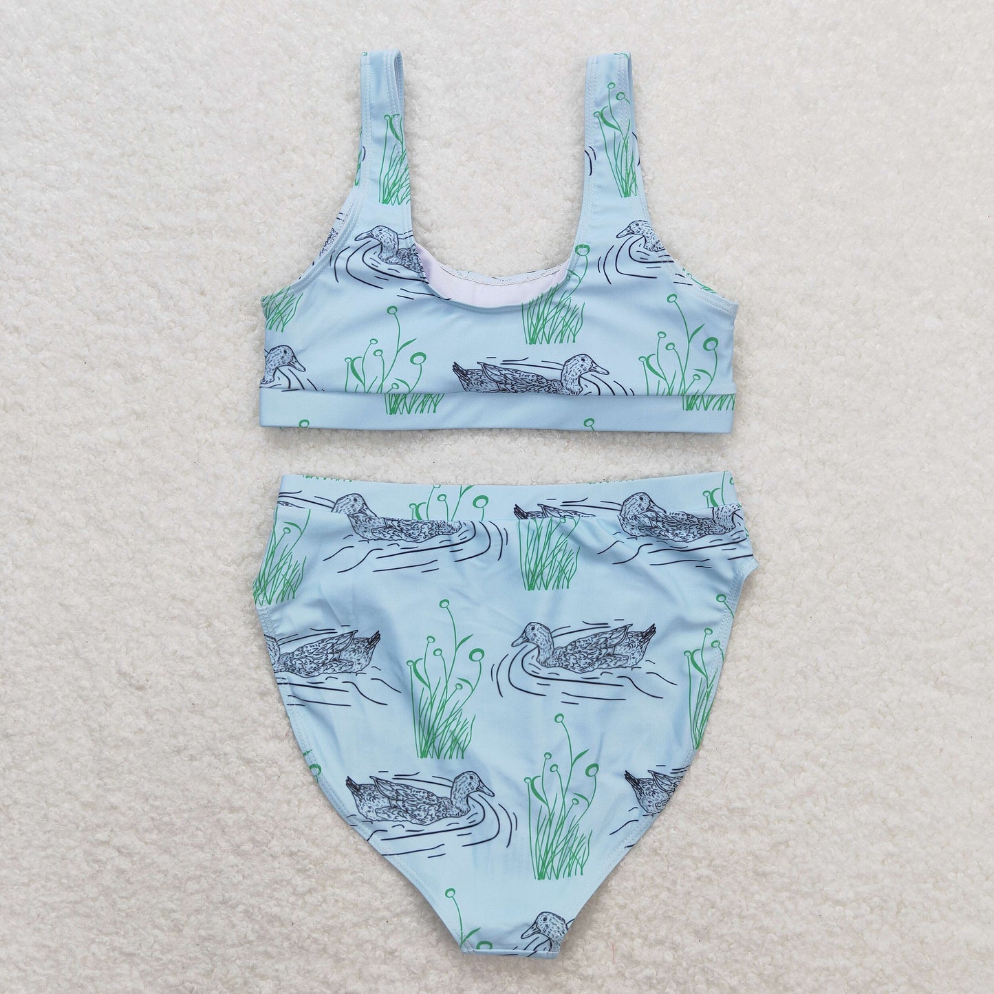 S0357 Duck hunting Adult girls swimwear women's boutique blue green vest and briefs outfits 202404 RTS