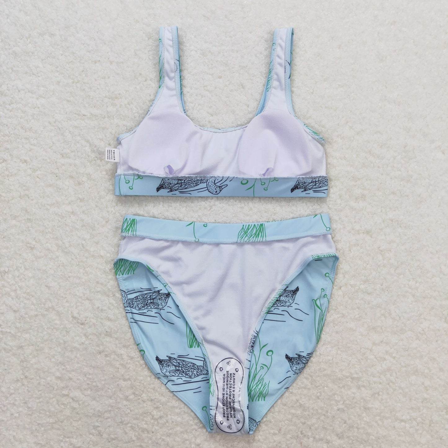 S0357 Duck hunting Adult girls swimwear women's boutique blue green vest and briefs outfits 202404 RTS