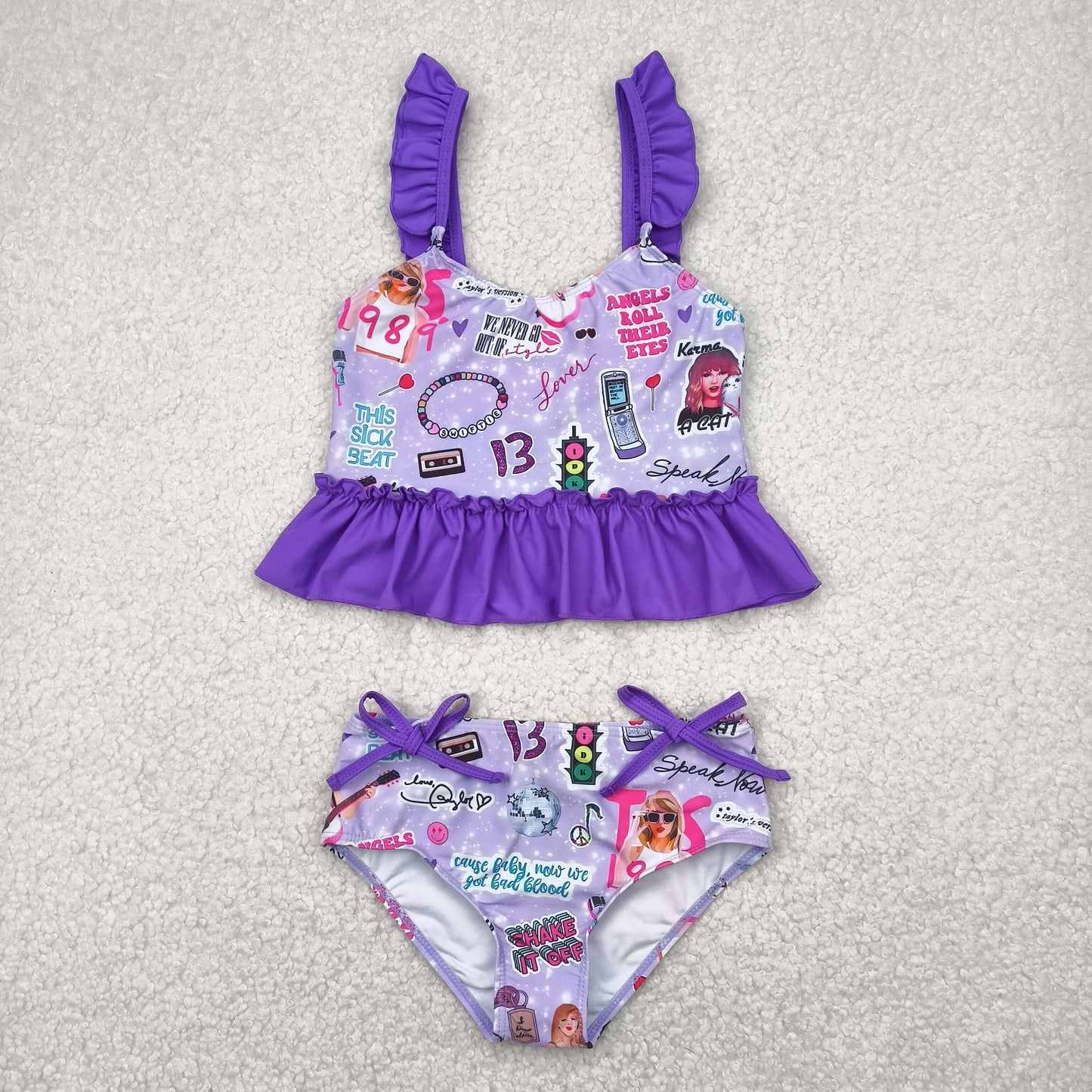 S0389 New Design RTS swift Purple Lace swimsuit set 202504