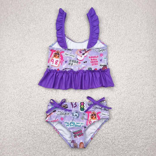 S0389 New Design RTS swift Purple Lace swimsuit set 202504