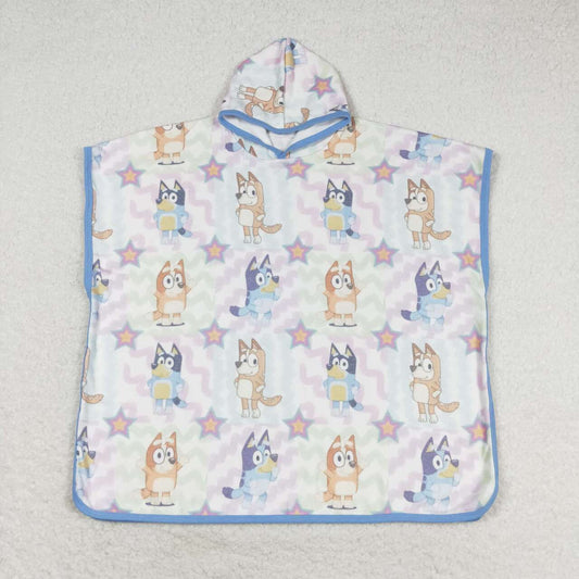 S0391 bluey Star check hooded bathrobe