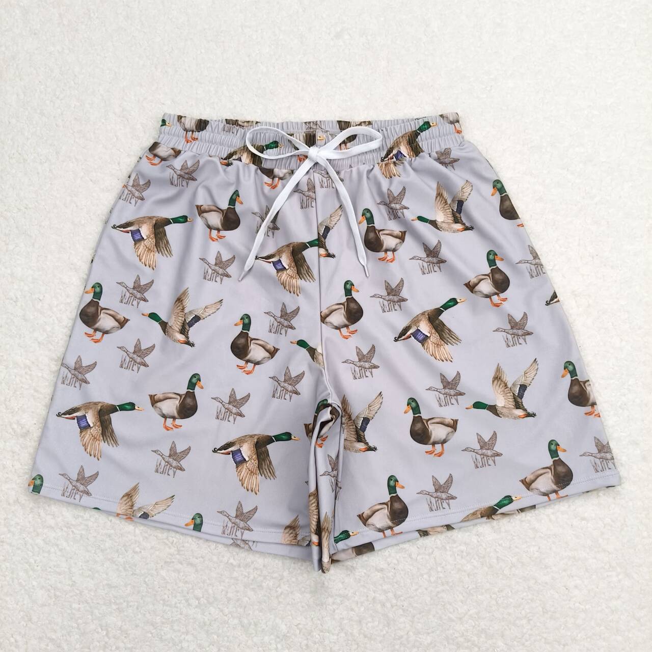 S0429 adult man duck hunting gray swimming trunks RTS 202508