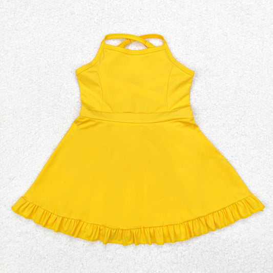S0455 Solid yellow tracksuit dress