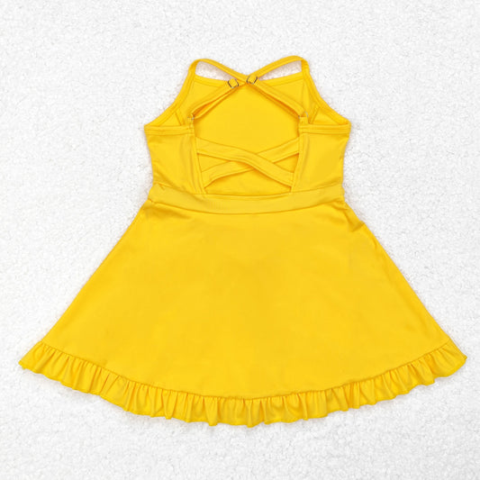 S0455 Solid yellow tracksuit dress