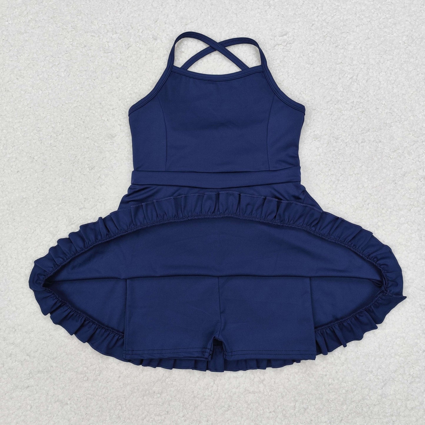 S0456 Solid Navy Blue Girl Sportswear Dress & Swimsuit RTS 202509