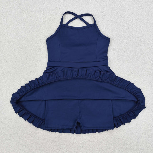S0456 Solid Navy Blue Girl Sportswear Dress & Swimsuit RTS 202509