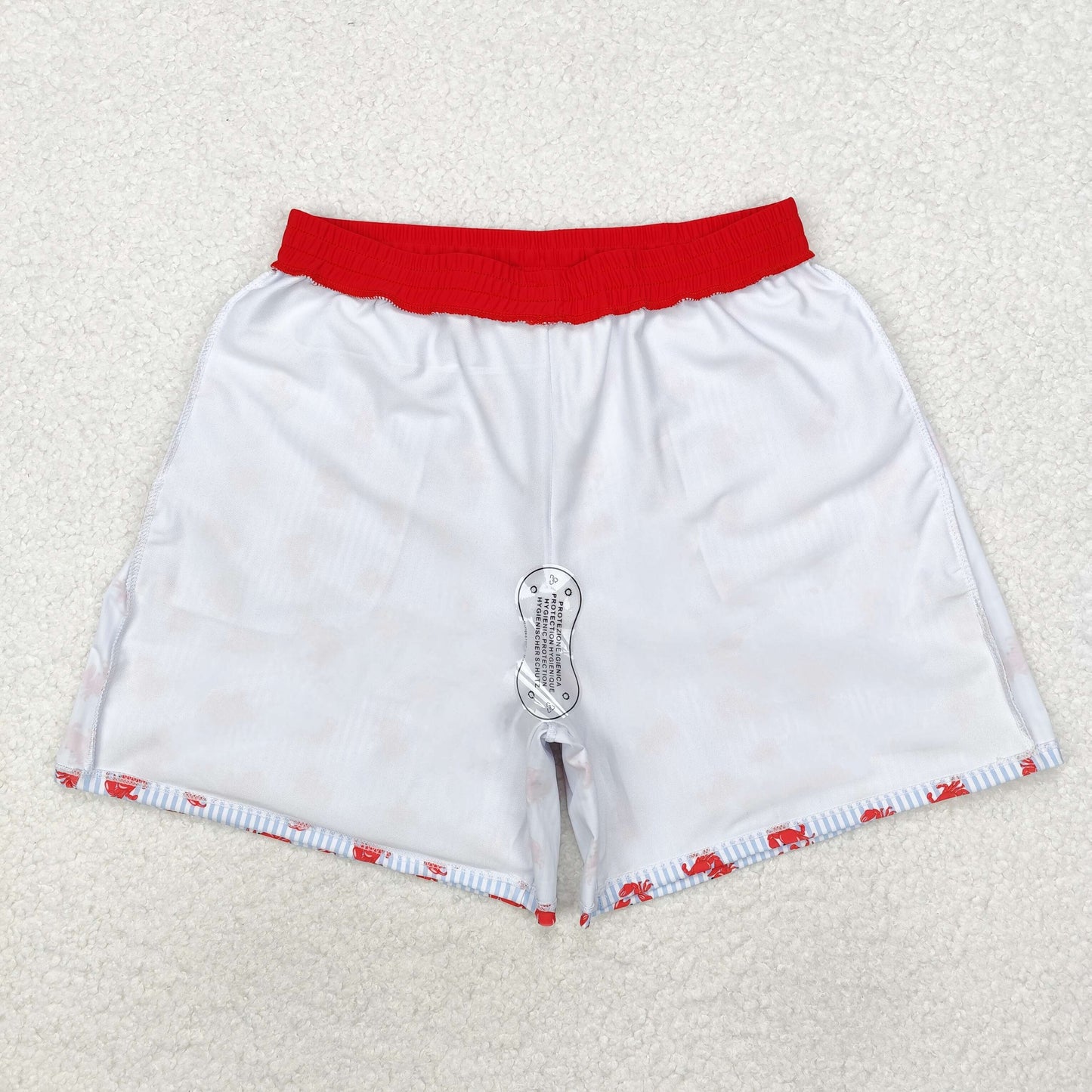S0464 Adult Male Crab Blue Stripe Red Swim Trunks Swimwear RTS 20241130