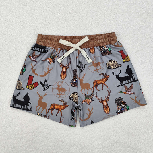S0471 Deer Hunting Gray Brown Swim Trunks Boys Swimwear RTS 20241130