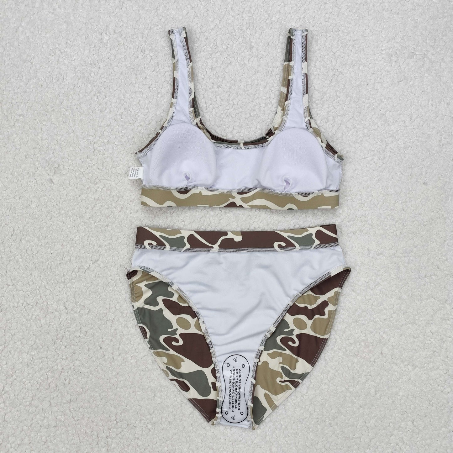 S0569 Women Swimming Suits Brown Green Camo Vest and Briefs Outfits 202507 RTS