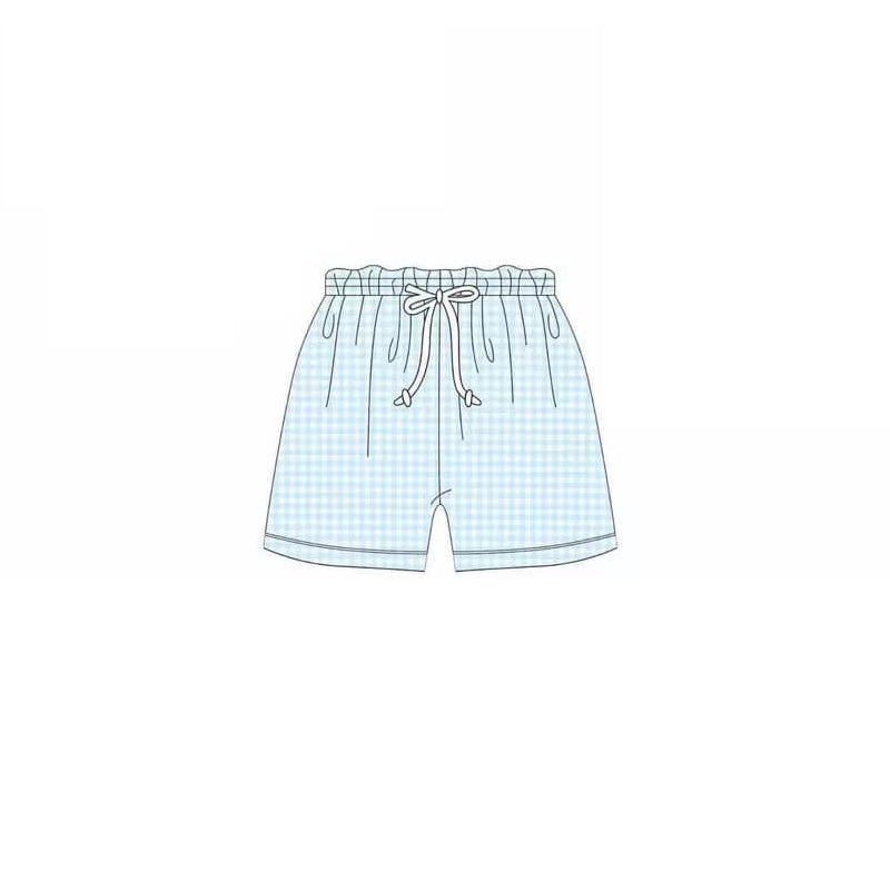 Preorder S0486 Blue Plaid Shorts boys swimming trunks boutique outfit 20250104
