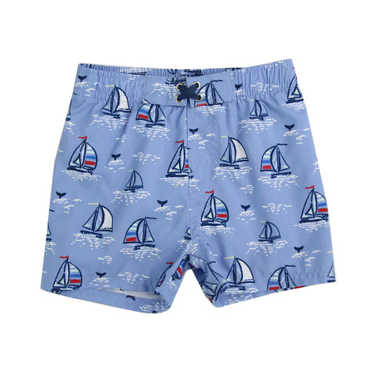 Preorder S0546 Blue Sailboat Shorts Boys Swim Trunks Boutique  202503