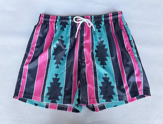 Preorder S0548 Geometric Pattern Red Black Striped Shorts boys swimming trunks boutique  202503