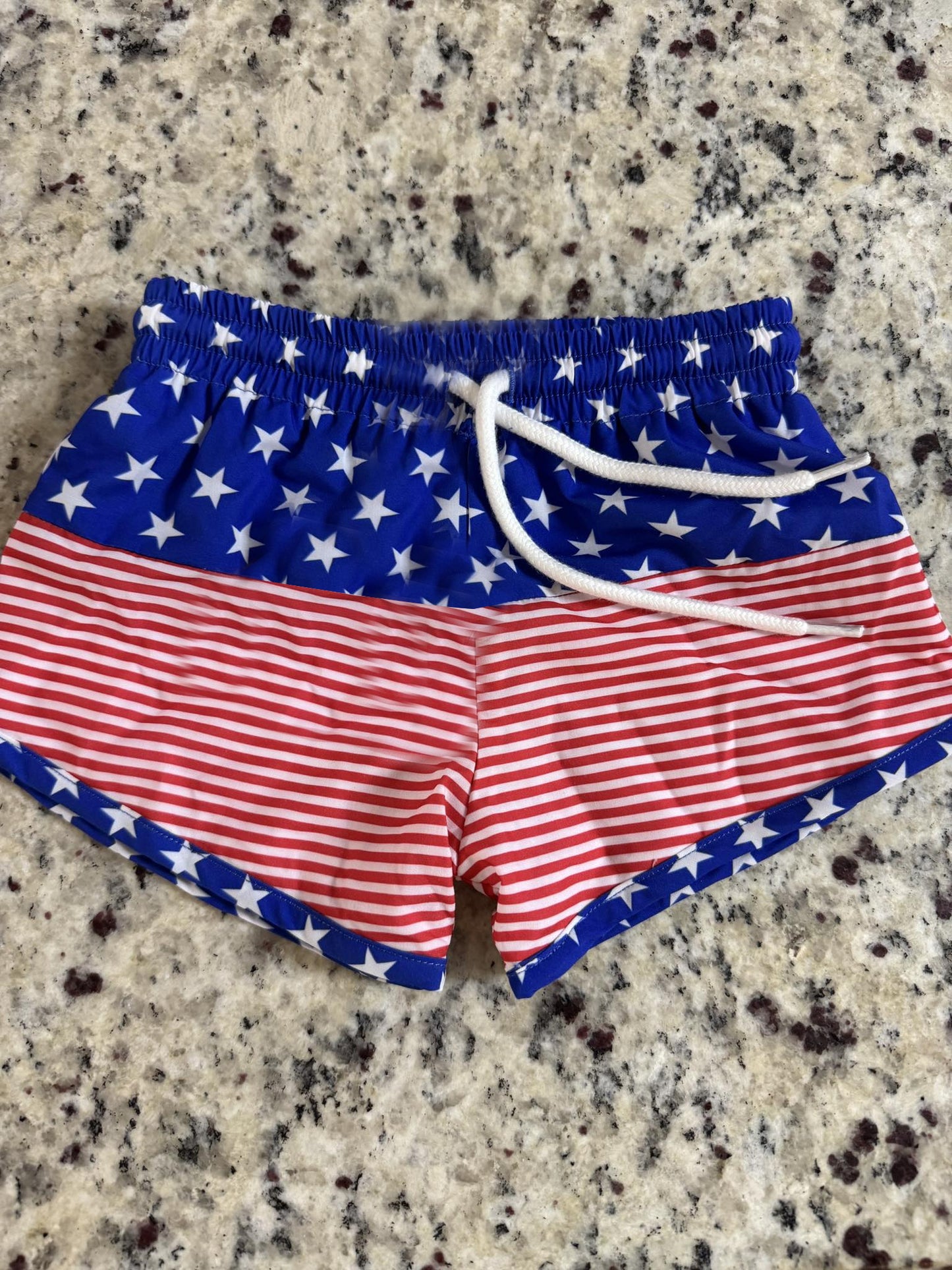 Preorder S0549 4th of July Star Striped Shorts Boys Swim Trunks Boutique 202503