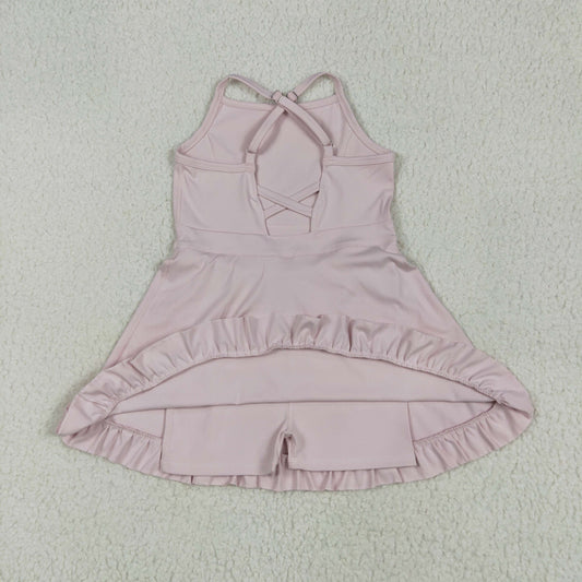 S0443换成S0553 Solid color pink tracksuit style High quality swimwear beachwear kids girls