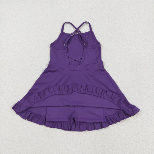 S0454换成S0554 Solid color purple sports dress swimsuit high quality wholesale
