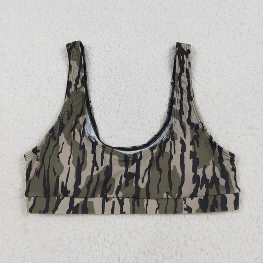 S0563 Women Army Green Camo Leaf Swimming Vest 202506 RTS