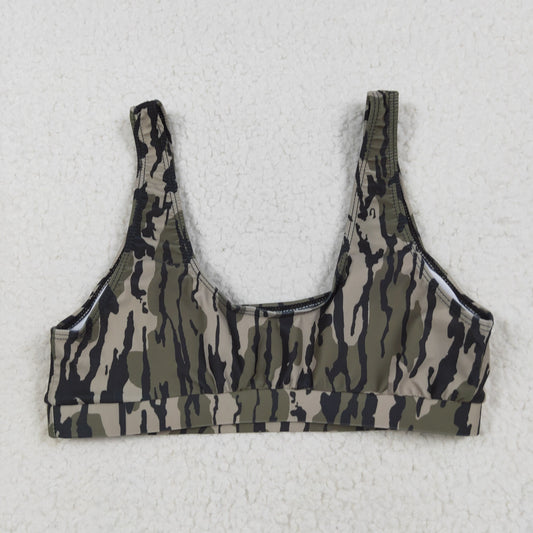 S0563 Women Army Green Camo Leaf Swimming Vest 202506 RTS