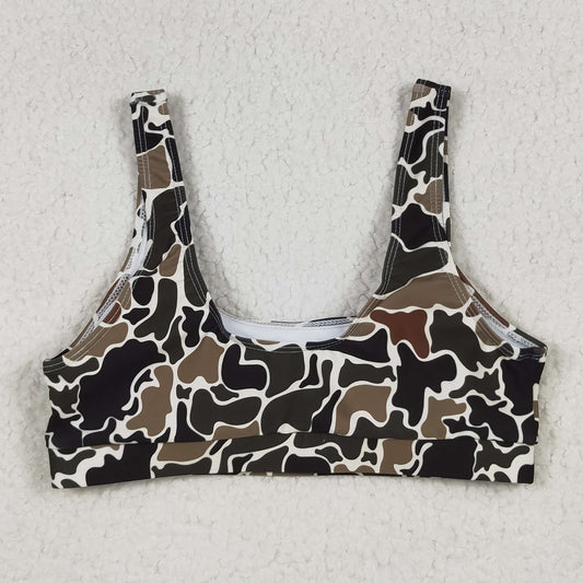 S0566 Women Brown Green Camo Swimming Vest 202506 RTS