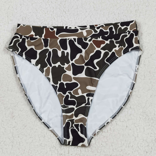 S0567 Women Brown Green Camo Swimming Briefs 202506 RTS