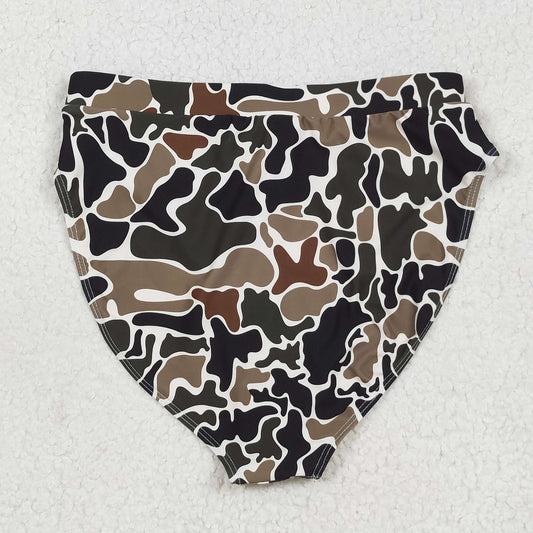 S0567 Women Brown Green Camo Swimming Briefs 202506 RTS