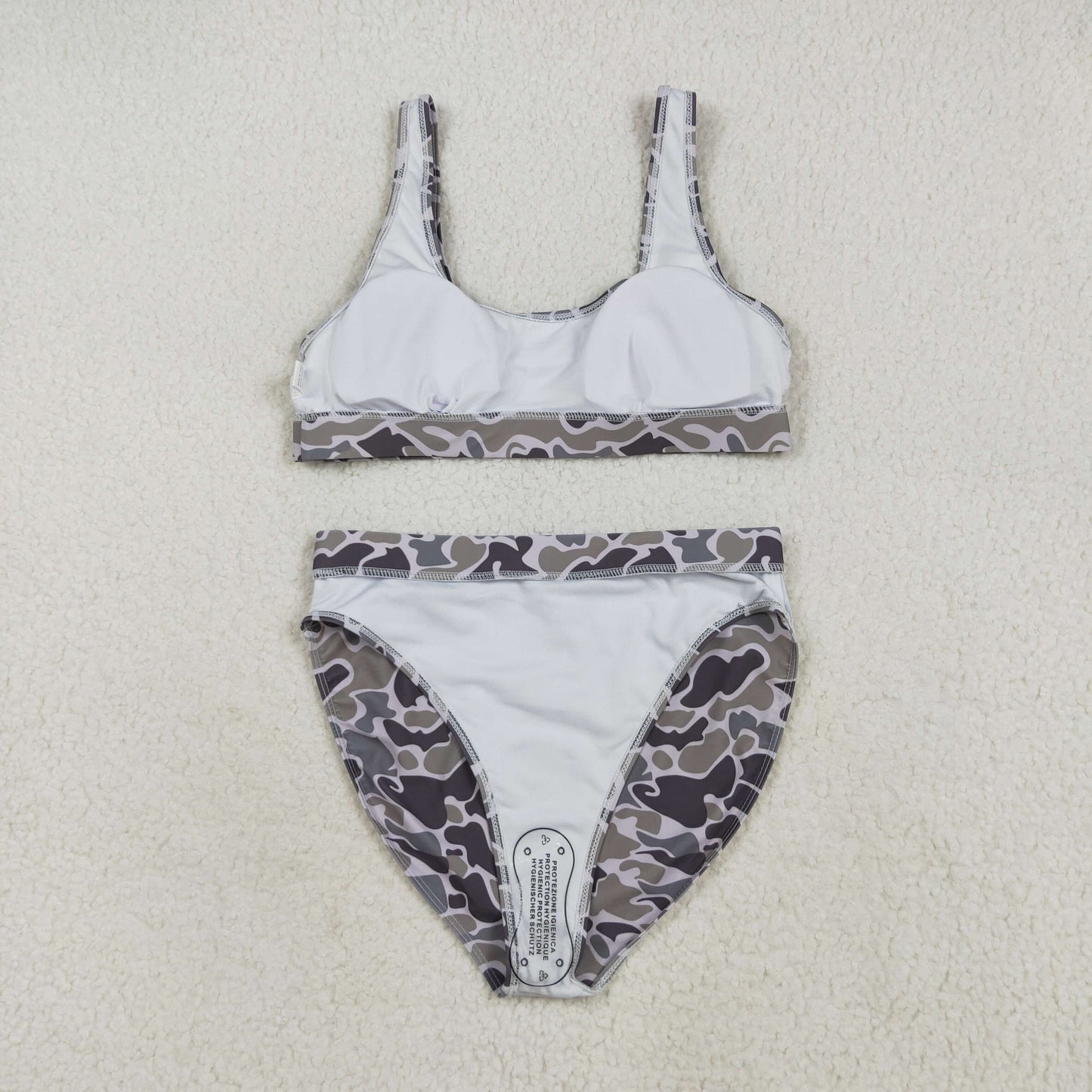 S0572 adult women's boutique swimwear gray camouflage vest and briefs outfits 202507 RTS