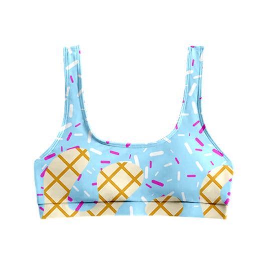 S0575 preorder Waffle Ice Cream Drip Light Blue Women Swimming Vest 202508