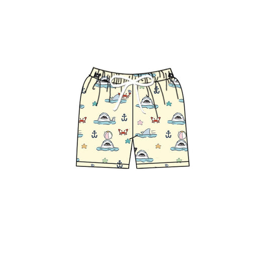 MOQ 5 Preorder S0584 Crab Starfish Anchor Shark Yellow Shorts Boys Swimming Trunks 202510