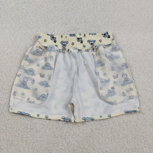 S0584 Crab Starfish Anchor Shark Yellow Shorts Boys Swimming Trunks 202511 RTS