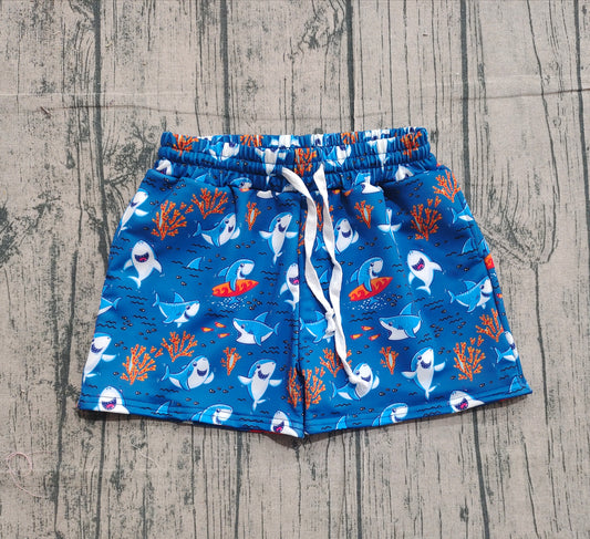 NO MOQ Preorder S0585 Shark Coral Blue Shorts Boys Swimming Trunks 202511