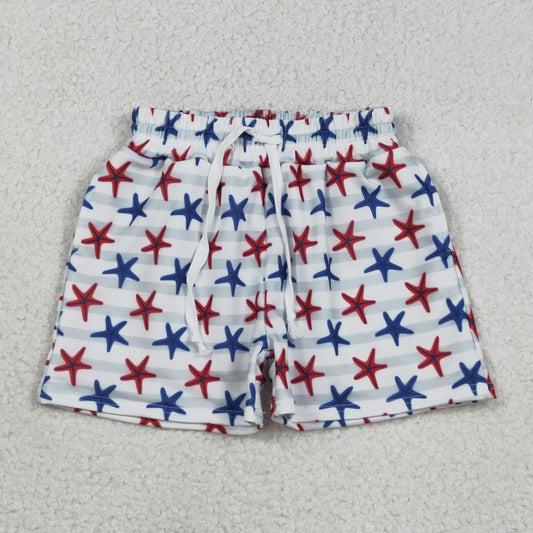 S0588 Starfish Green Striped Shorts Boys Swimming Trunks 202512 RTS