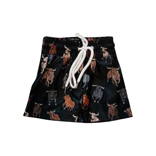 MOQ 5 PCS Preorder S0621 Cow Pattern Black Shorts Boys Swimming Trunks 202511