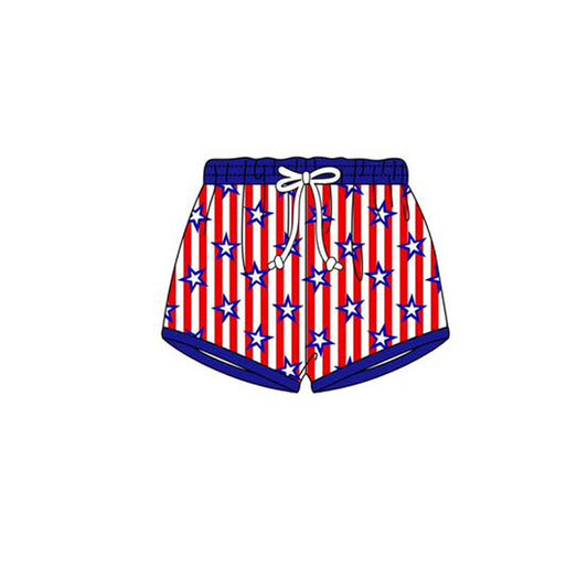 MOQ 5 PCS Preorder S0661 4th of July Star Stripe Red Blue Shorts Boys Swimming Trunks 202511