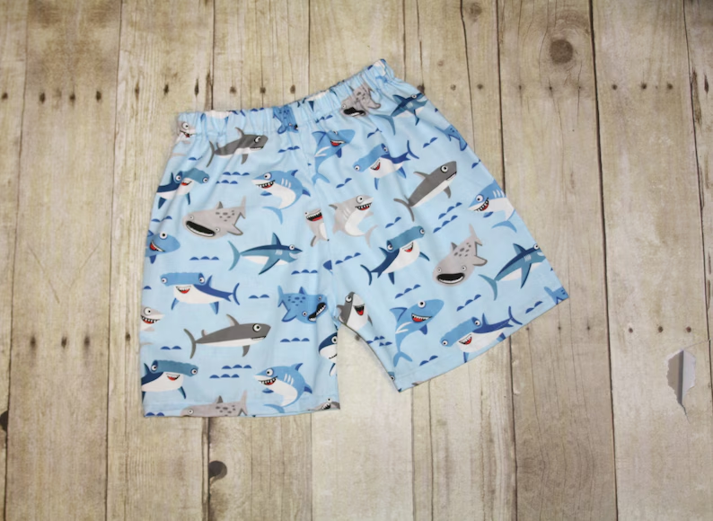 MOQ 5 PCS Preorder S0714 Whale Pattern Light Blue Shorts Boys Swimming Trunks 202601