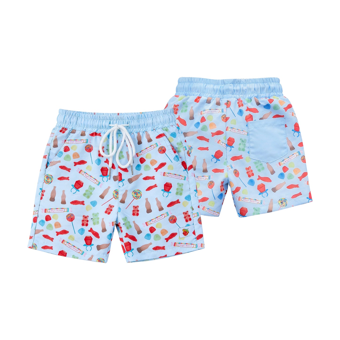 MOQ 5 PCS Preorder S0726 Lollipop Fish Soft Candy Light Blue Shorts Boys Swimming Trunks 202601