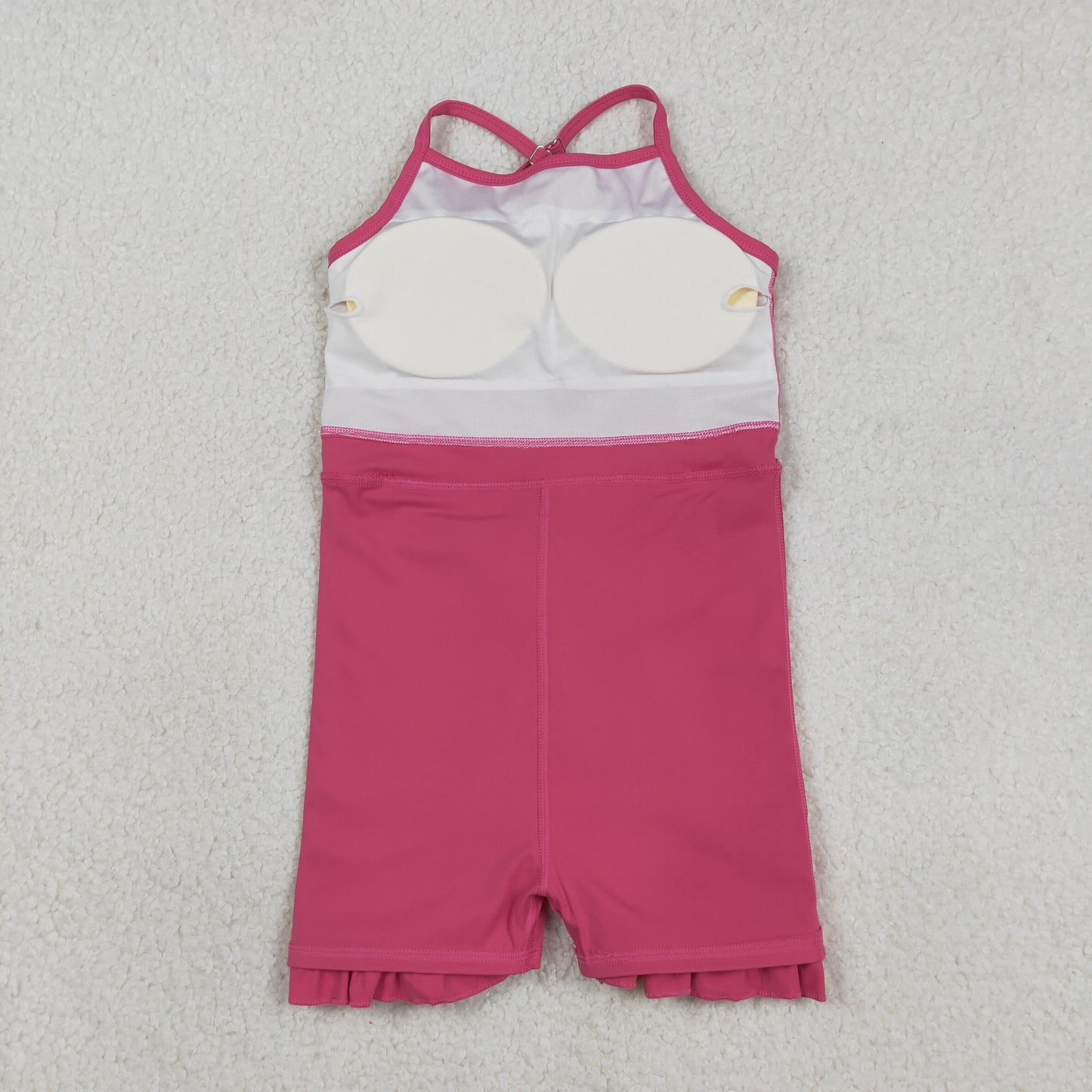 S0727 Solid Rose Red Halter Yoga Dresses for Girls 202603 RTS