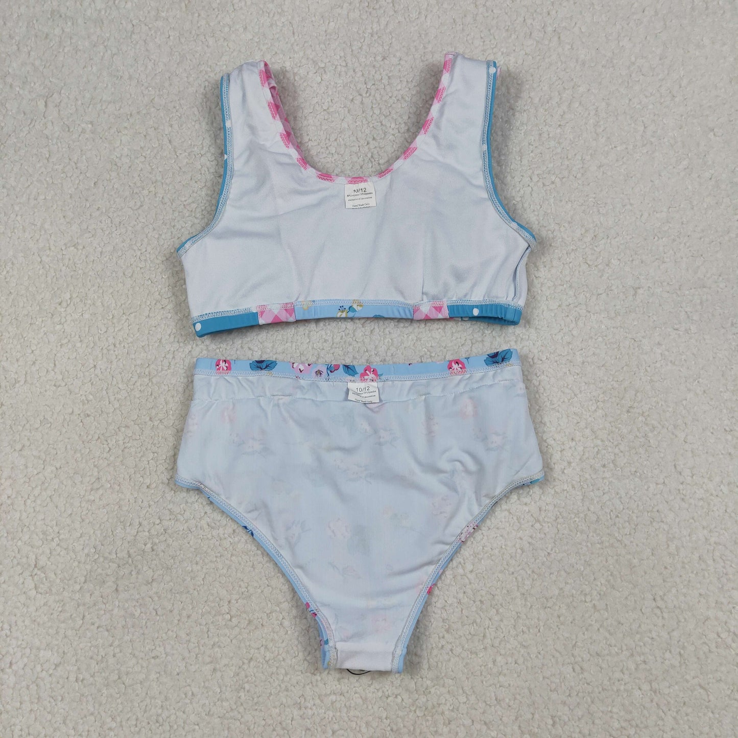 S0777 Dots Pink Plaid Ruffle Flying Sleeve Blue Bubble Bummies Girls Swim Sets Swimsuits 202604 RTS