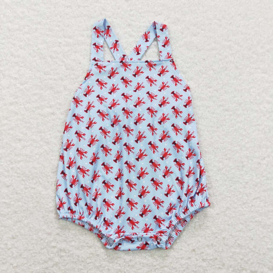 SR0746 Crayfish Red Blue Boys Sleeveless Bubble Romper RTS 202507