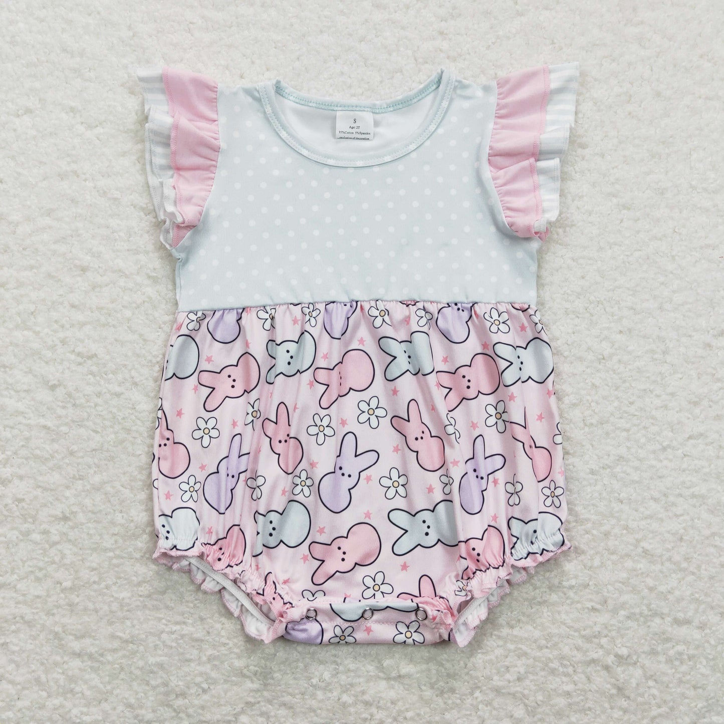SR0784 Bunny Pink Flying Sleeve Bubble Romper RTS 202507