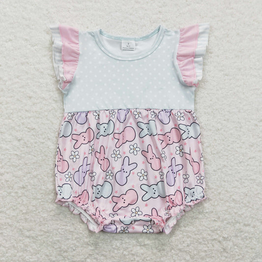 SR0784 Bunny Pink Flying Sleeve Bubble Romper RTS 202507