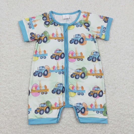 SR0883 Easter Egg Blue Zippy Short Sleeve Boys Romper RTS 202508
