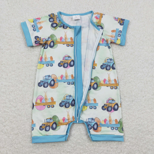 SR0883 Easter Egg Blue Zippy Short Sleeve Boys Romper RTS 202508